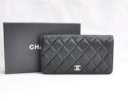 High Quality Chanel Lambskin Leather Bi-Fold Wallet 31508 Black